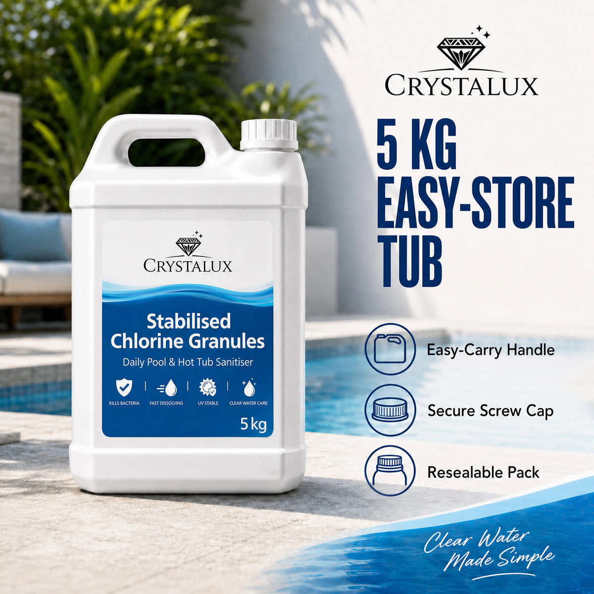 CrystaLux Stabilised Chlorine Granules 5kg CrystaLux