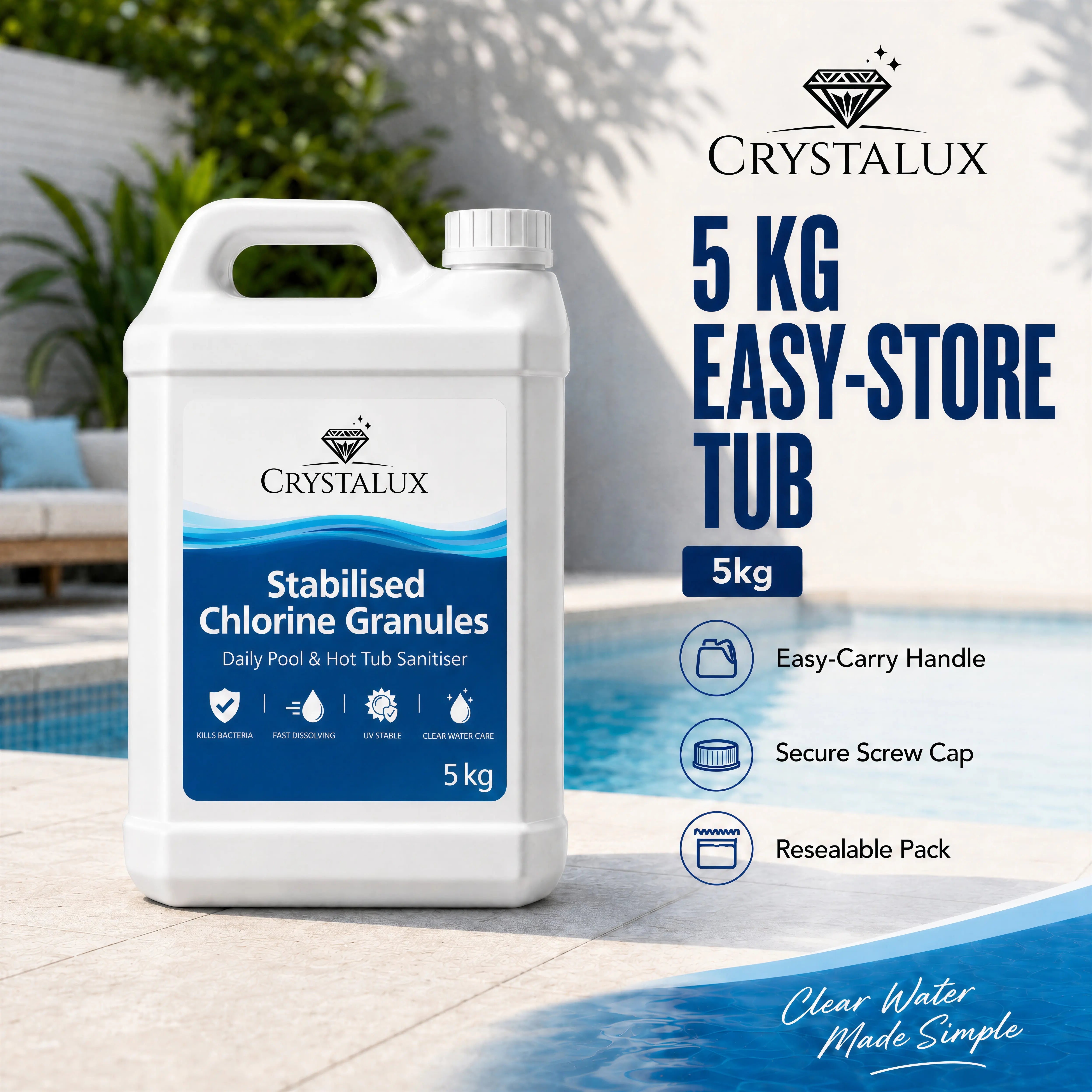 CrystaLux Stabilised Chlorine Granules 5kg CrystaLux