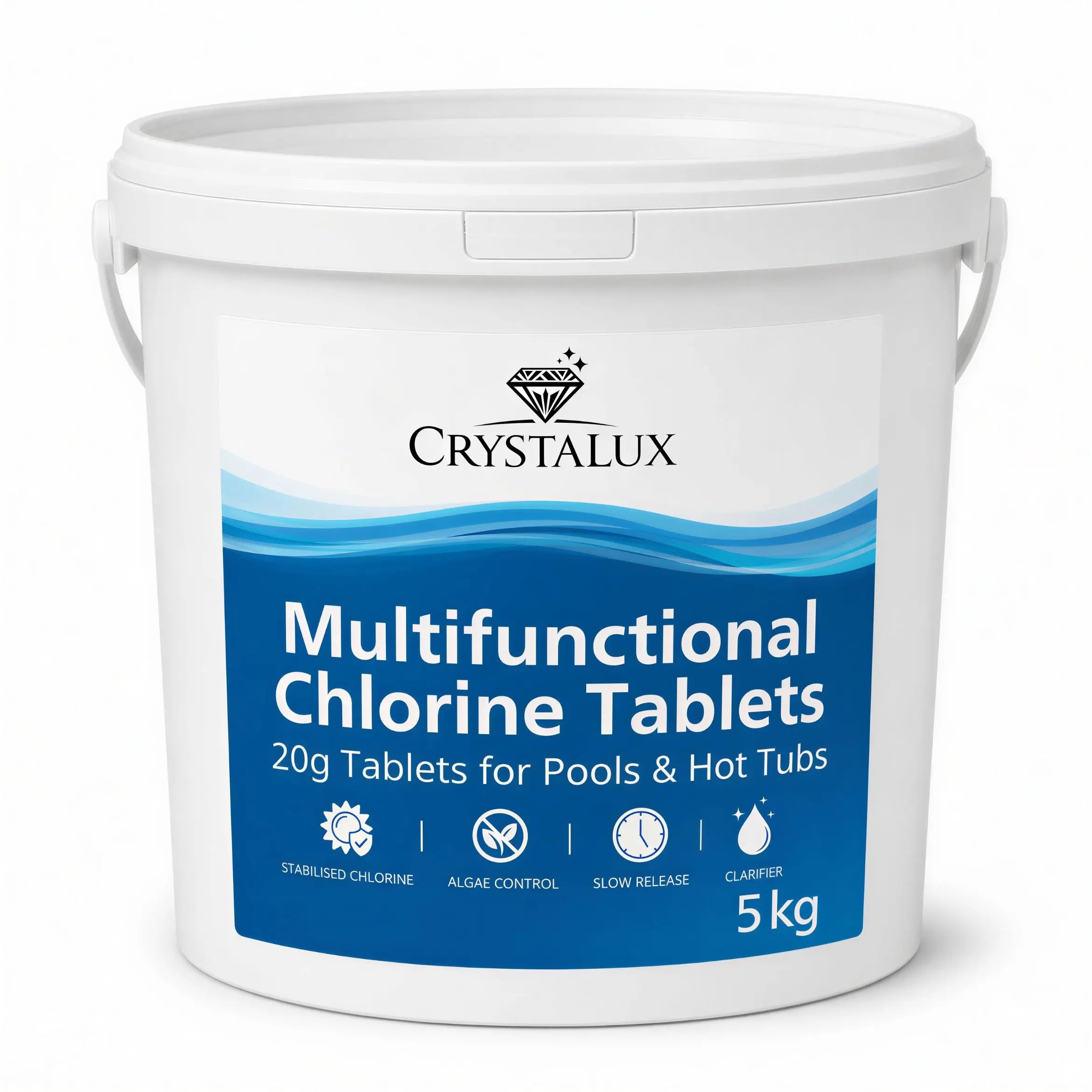 CrystaLux Multifunctional Chlorine Tablets 20g Hot Tub & Small Pool 5kg CrystaLux