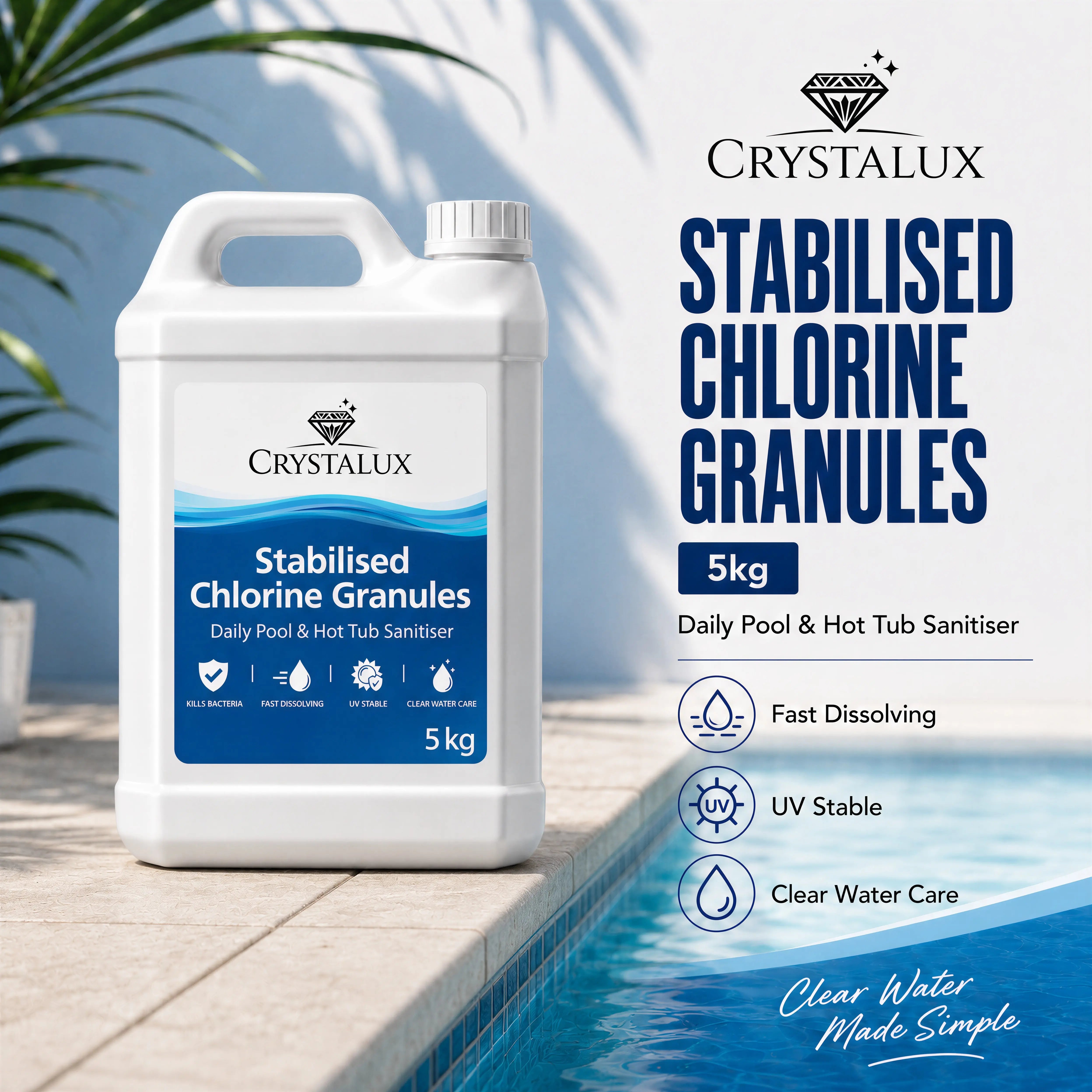 CrystaLux Stabilised Chlorine Granules 5kg CrystaLux