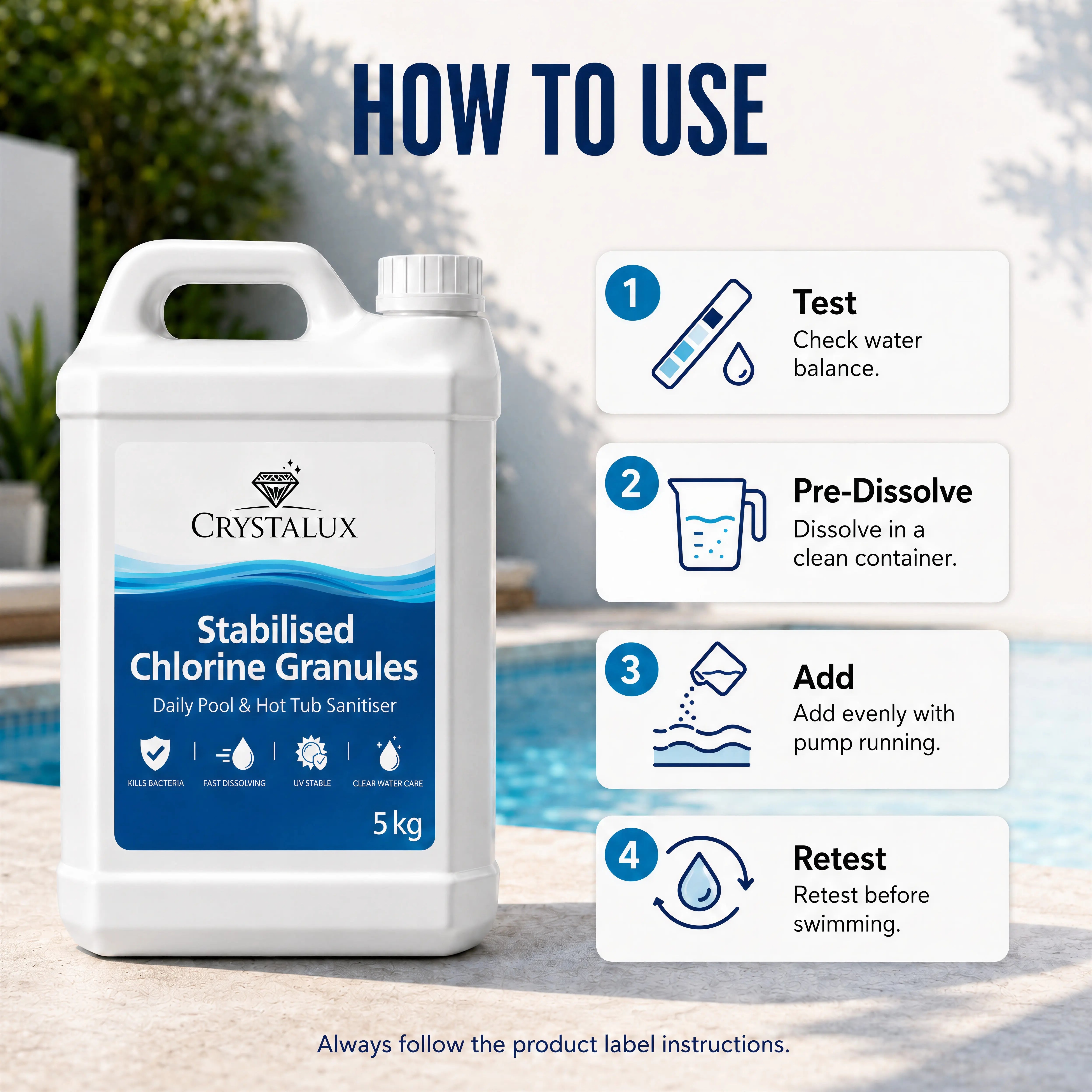 CrystaLux Stabilised Chlorine Granules 5kg CrystaLux