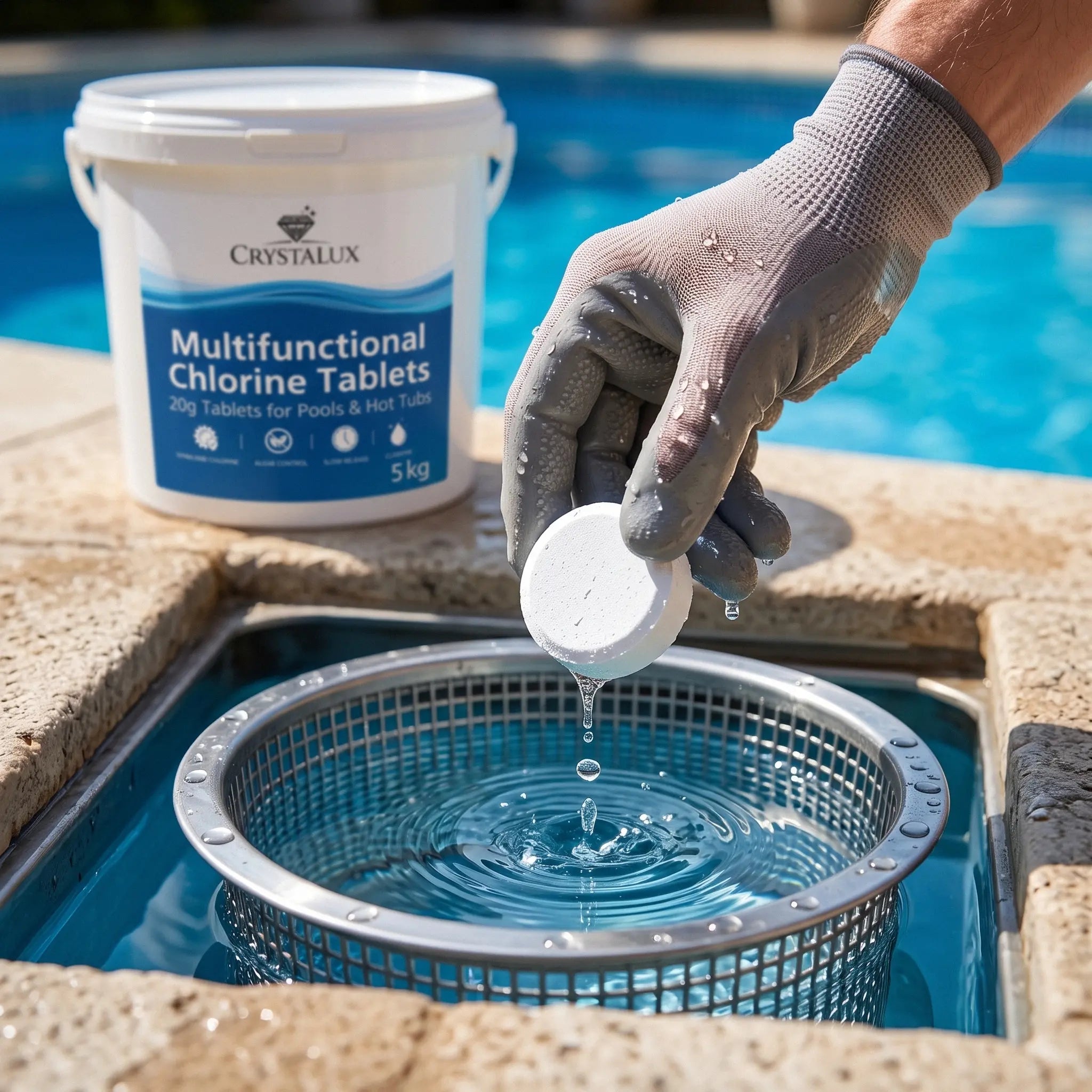 CrystaLux Multifunctional Chlorine Tablets 20g Hot Tub & Small Pool 5kg CrystaLux